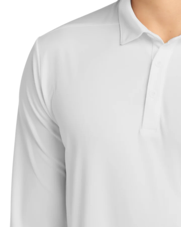 Closeup of a ST520LS Sport-Tek Posi-UV Pro Long Sleeve Polo